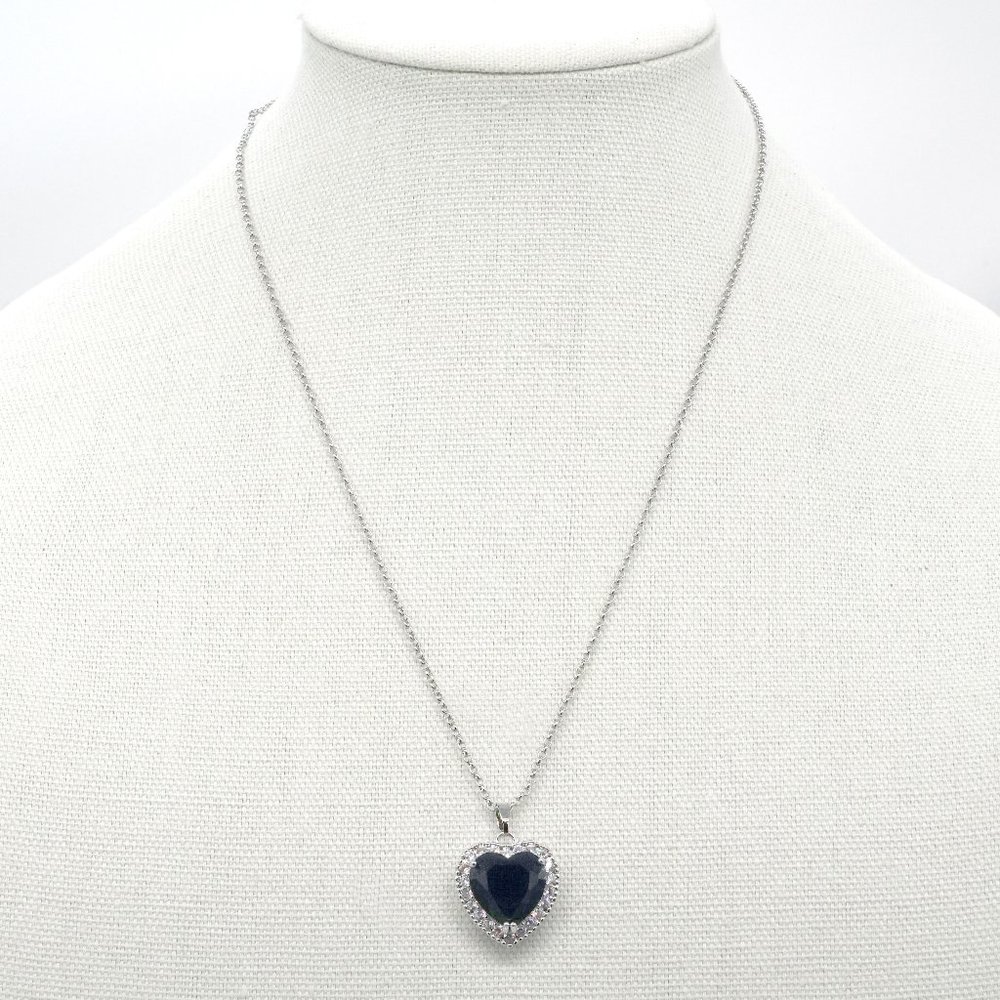 18 inch Silver chain with 2 inch extender, & blue heart pendant. Lobster Clasp. - Picture 1 of 2